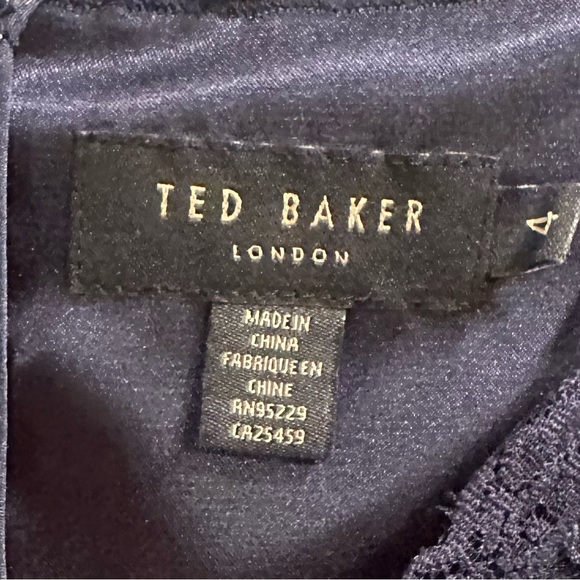 Sleeveless Ted Baker dress in Dark Blue, lace top, chiffon skirt over silk (4) - Picture 3 of 3